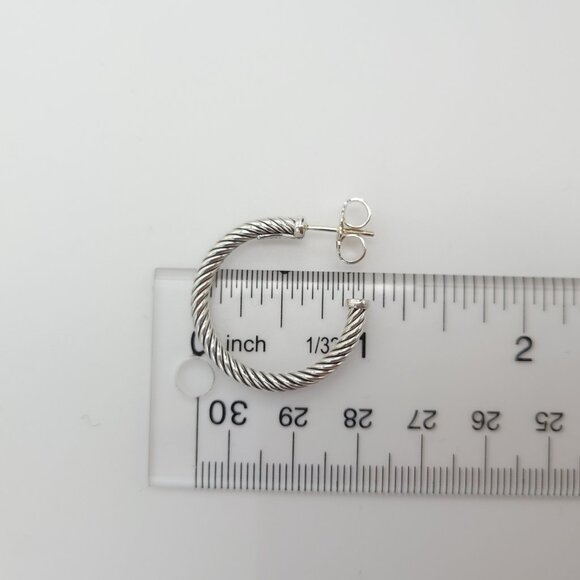 DAVID YURMAN Sterling Silver Classic Cable Hoop Earrings 1 inch with Pouch - Picture 5 of 9